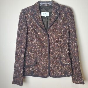 Elsa Mahr Paris France Womens Wool Tweed Blazer Jacket 40 Medium Academia Preppy